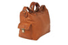 Reisetasche aus braunem Kalbsleder Seitenansicht | Duke's Duffle